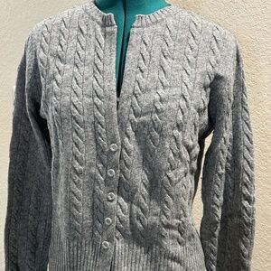 Talbots Petites Cardigan long sleeve light gray heather medium